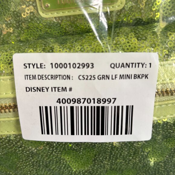 Disney Loungefly Minnie Mouse Tinkerbell backpack Green Sequin main image 9